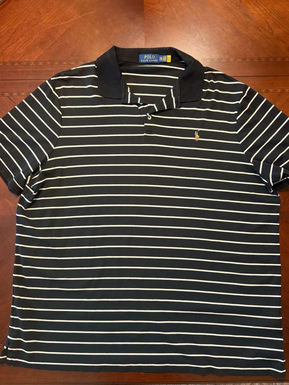 Ralph Lauren Black and White Striped Polo Shirt